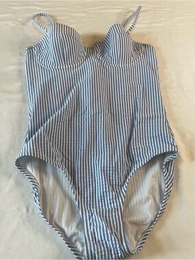 J.Crew NWT Blue White Striped One Piece Swimsuit Size 6 Underwire